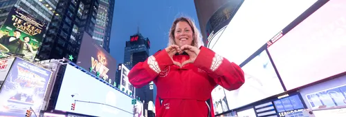 Sam Davies (Initiatives Coeur) à Time Square. 